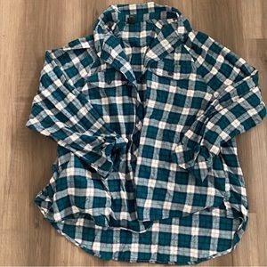 blue and white flannel oversized